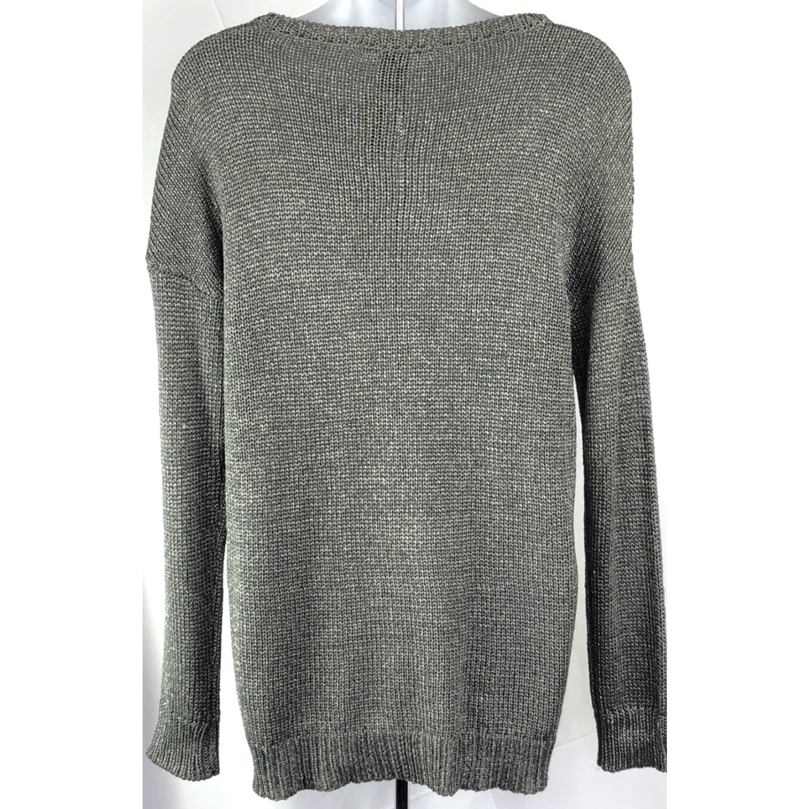 Vintage Grace Elements Sweater L Gray Pewter Scoop Neck Long Sleeve Asymmetrical Hem Women Clothing Bohemian Gothic Grunge Style Pullover Comfort Knit Size L / US 10 / IT 46 - 4 Thumbnail