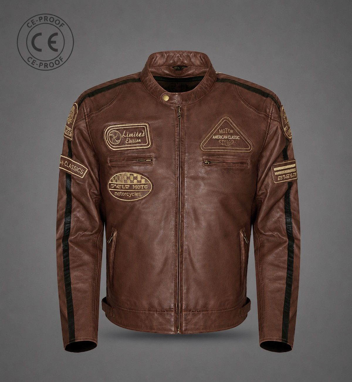 Genuine Leather Jacket for motorbike in real leather Size US XL / EU 56 / 4 - 1 Thumbnail
