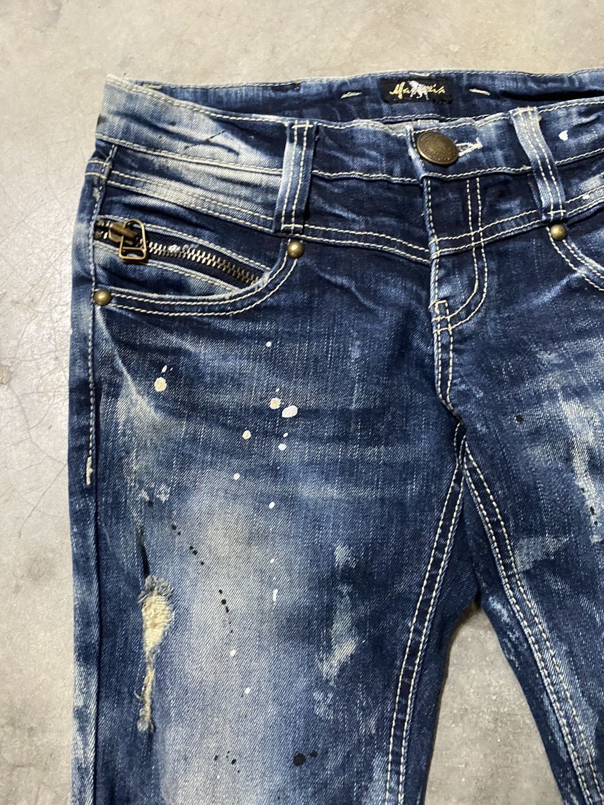 Hysteric Glamour × Japanese Brand Flare Jeans Maraxia Japan Asid Wash Denim p77 Size 29" - 14 Thumbnail