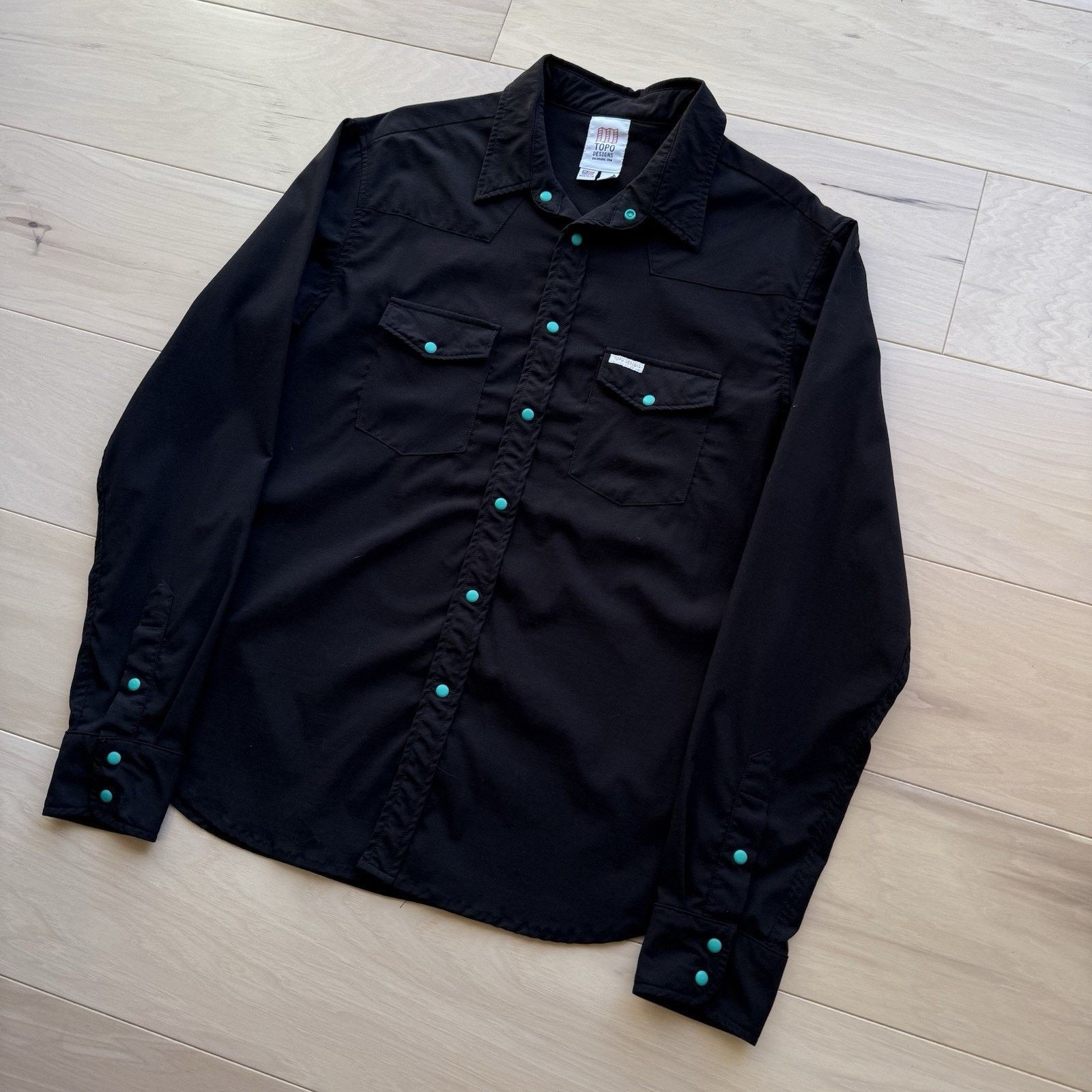 Topo Designs Topo Designs Shirt M Black Nylon Snap Button Up Workwear Size US M / EU 48-50 / 2 - 8 Thumbnail