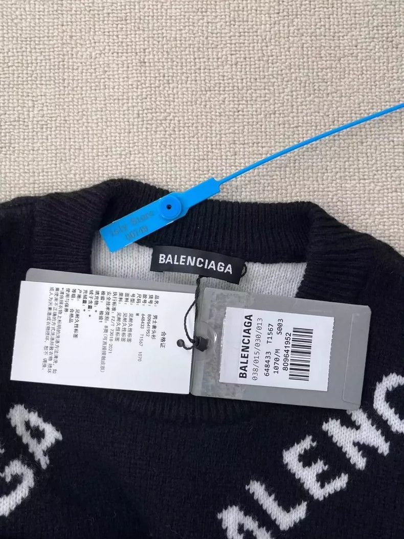 Balenciaga Balenciaga Monogrammed intarsia crewneck pullover long-sle Size US M / EU 48-50 / 2 - 3 Thumbnail