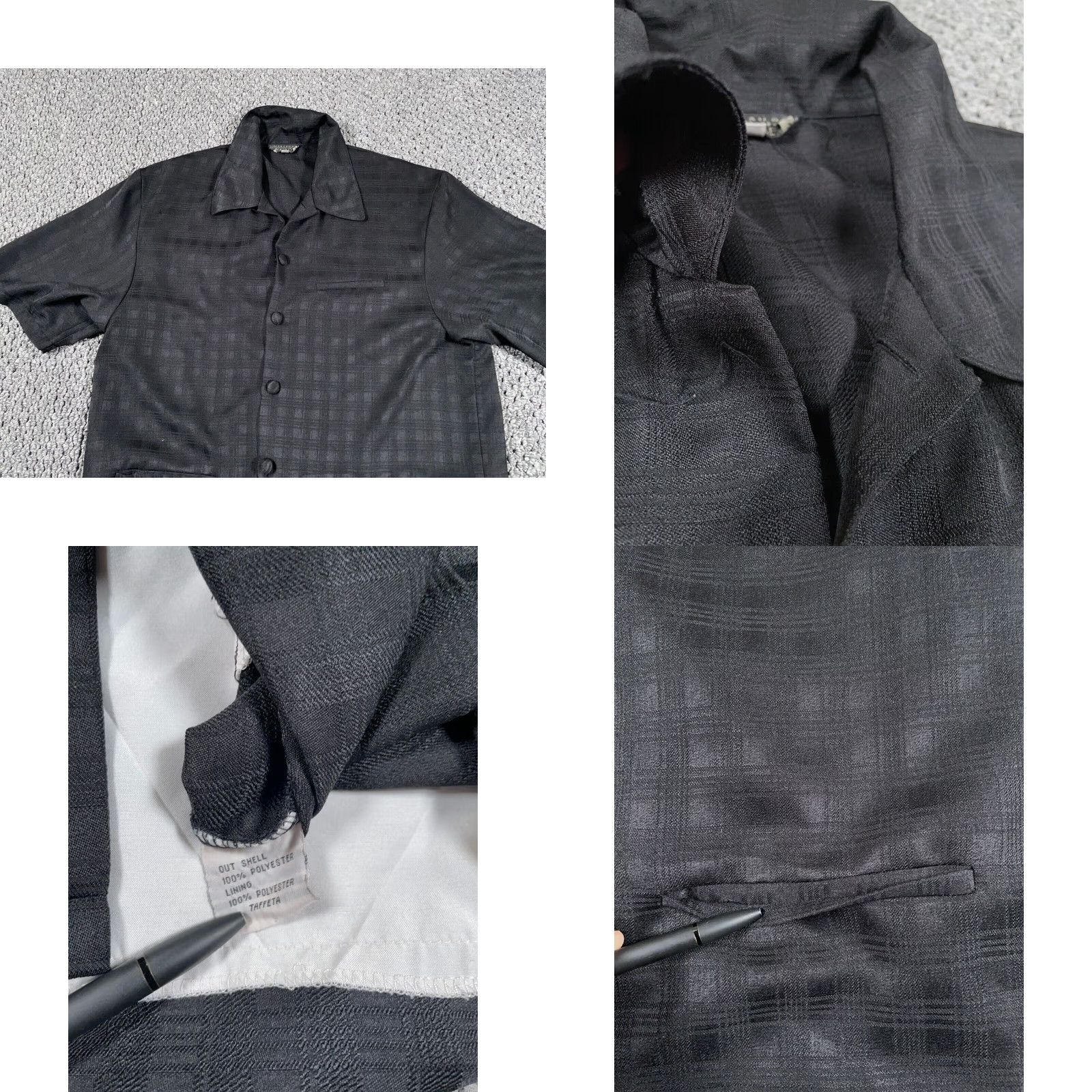 Vintage VTG Vintage Dad Style Shirt Adult Large Black Tonal Check Front Pockets Sopranos Shirt Men Large Black Check Pockets 80s Retro Size US L / EU 52-54 / 3 - 8 Thumbnail