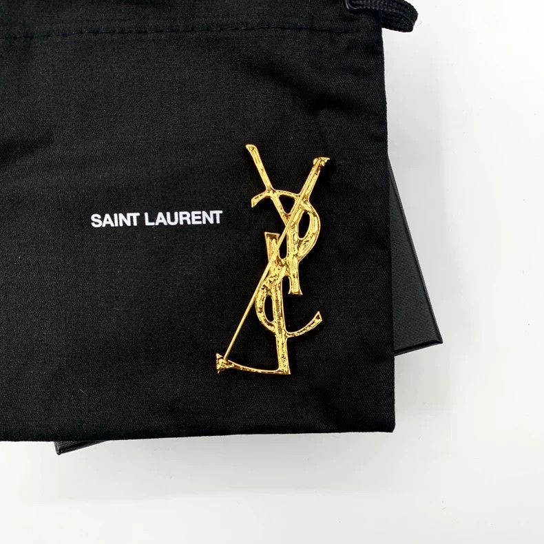 Saint Laurent Paris Saint Laurent Gold crocodile logo brooch 2504-Nextarrow Size ONE SIZE - 2 Thumbnail