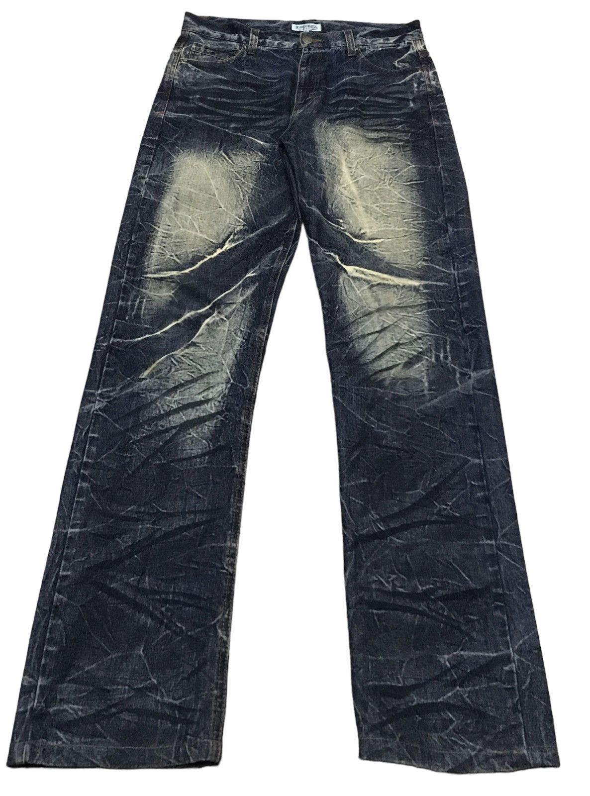 Lowbox Asymmetrical Muddy Wash Cargo Flared Denim Jeans 90s