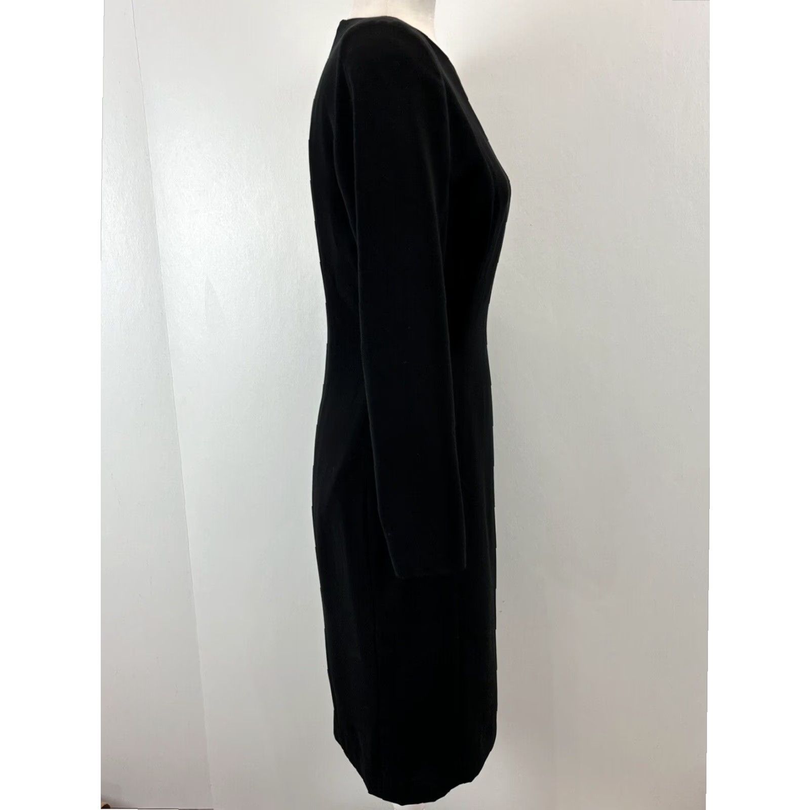 Bill Blass VINTAGE Bill Blass Cocktail Dress Black Sequins Beaded Eveningwear Womens 6 Long Sleeve 1980s Size M / US 6-8 / IT 42-44 - 4 Thumbnail