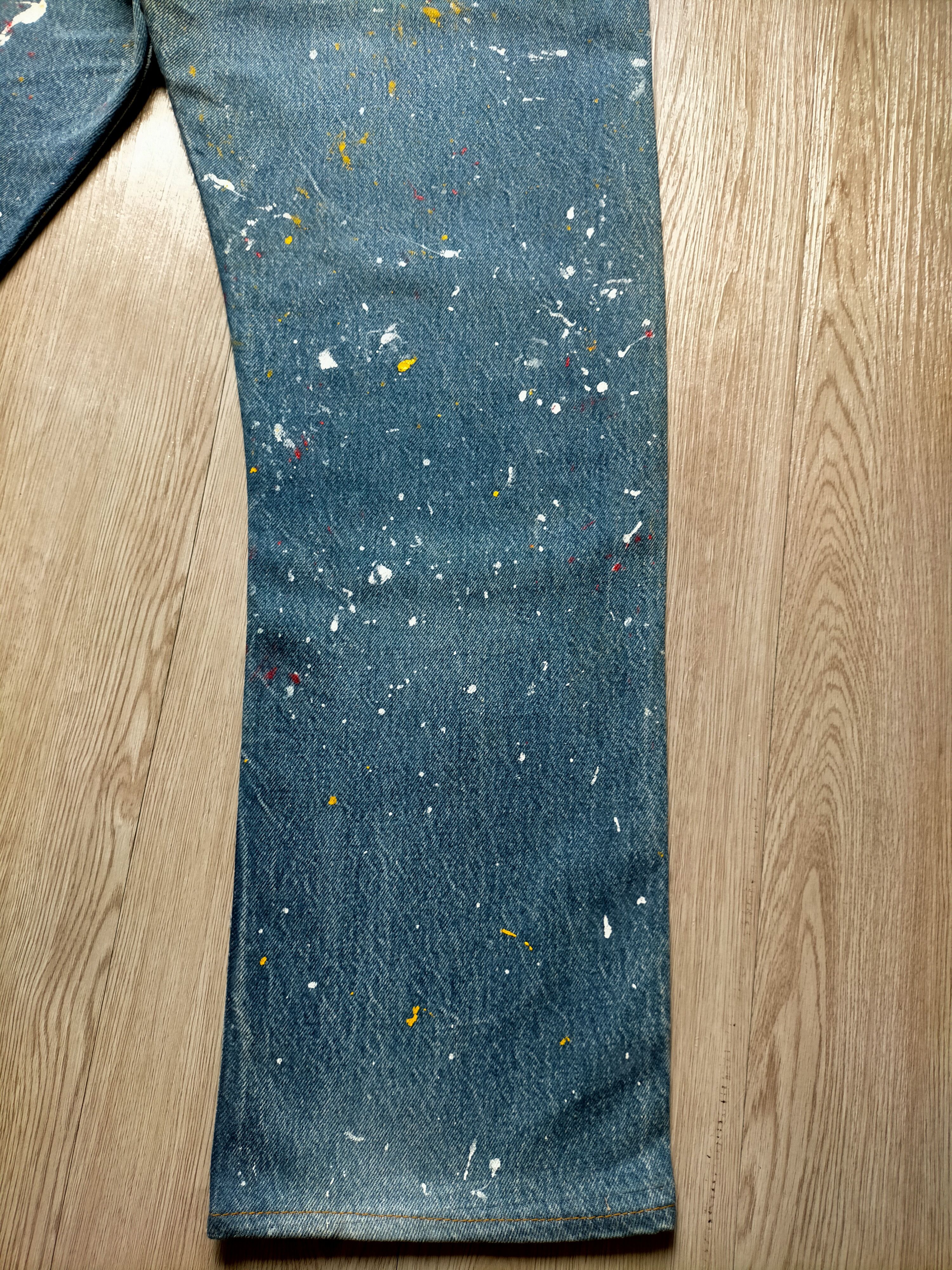 Levi's Vintage 80s Levis 501 usa Painted Denim Jeans Size US 33 - 13 Thumbnail