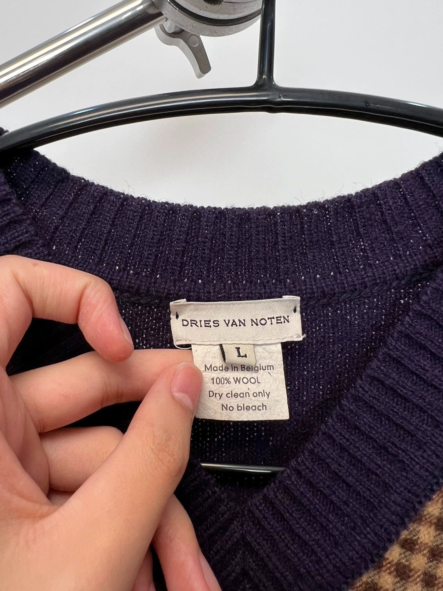 Dries Van Noten Dries Van Noten Check Purple Paneled Wool Sweater Size L / US 10 / IT 46 - 4 Thumbnail