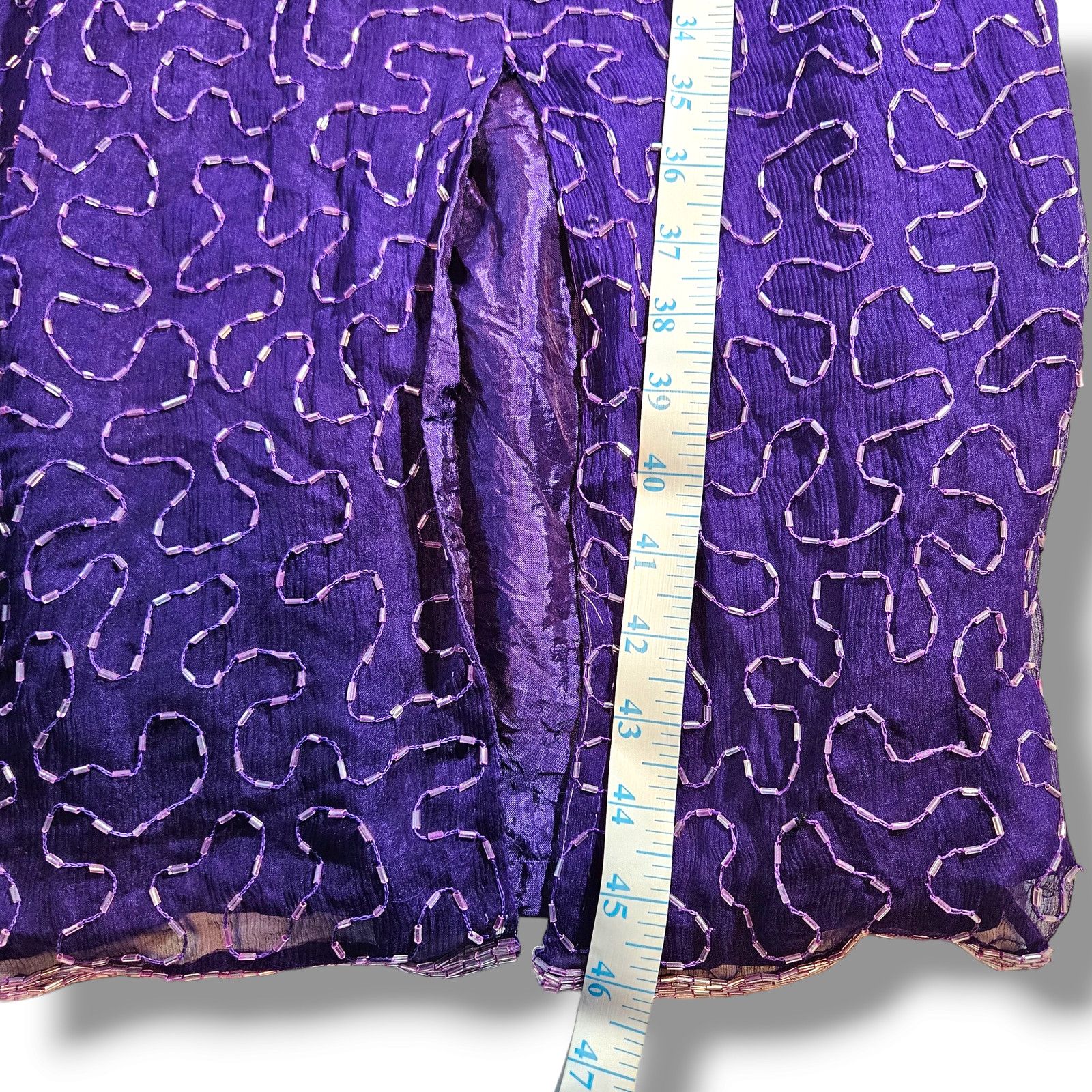 Other VTG JP Fashion Hand Beaded Silk Sheath Dress Sz. M Purple Size M / US 6-8 / IT 42-44 - 14 Thumbnail