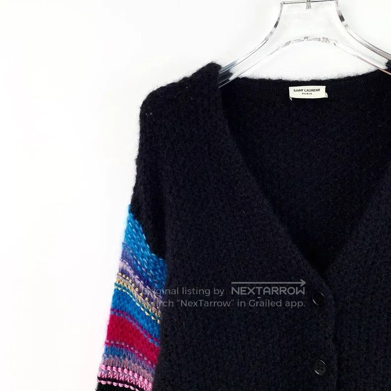 Saint Laurent Paris Saint Laurent Paris Colorful Rainbow Striped Mohair V Neck Size US XS / EU 42 / 0 - 3 Thumbnail