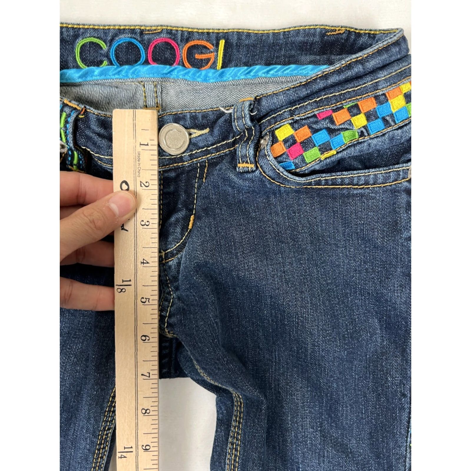 Coogi COOGI Jeans Slim Straight 1/2 Juniors Blue Dark Wash Embroidered 5-Pocket Denim Size 25" / US 0 / IT 36 - 6 Thumbnail