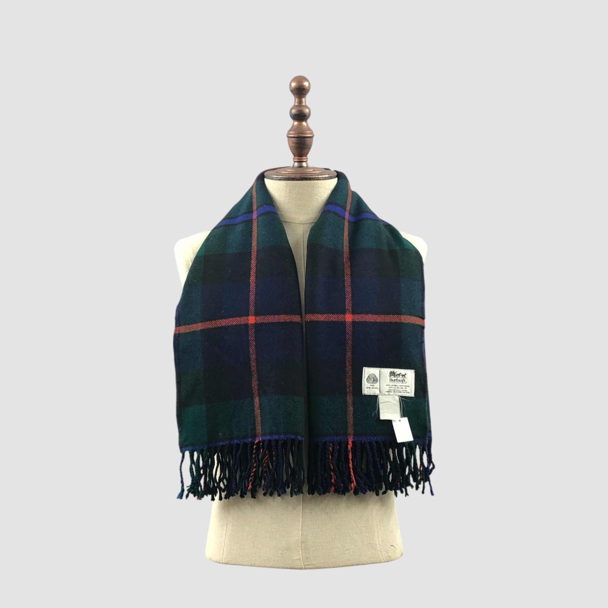 Japanese Brand Vintage Burkraft Scarf Muffler Wool Shawls Babushka Scarves Size ONE SIZE - 2 Thumbnail