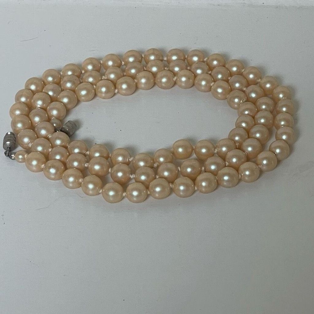 Other Vintage Ladies 32” Strand Of Champagne 6mm Single Strand Size ONE SIZE - 2 Thumbnail