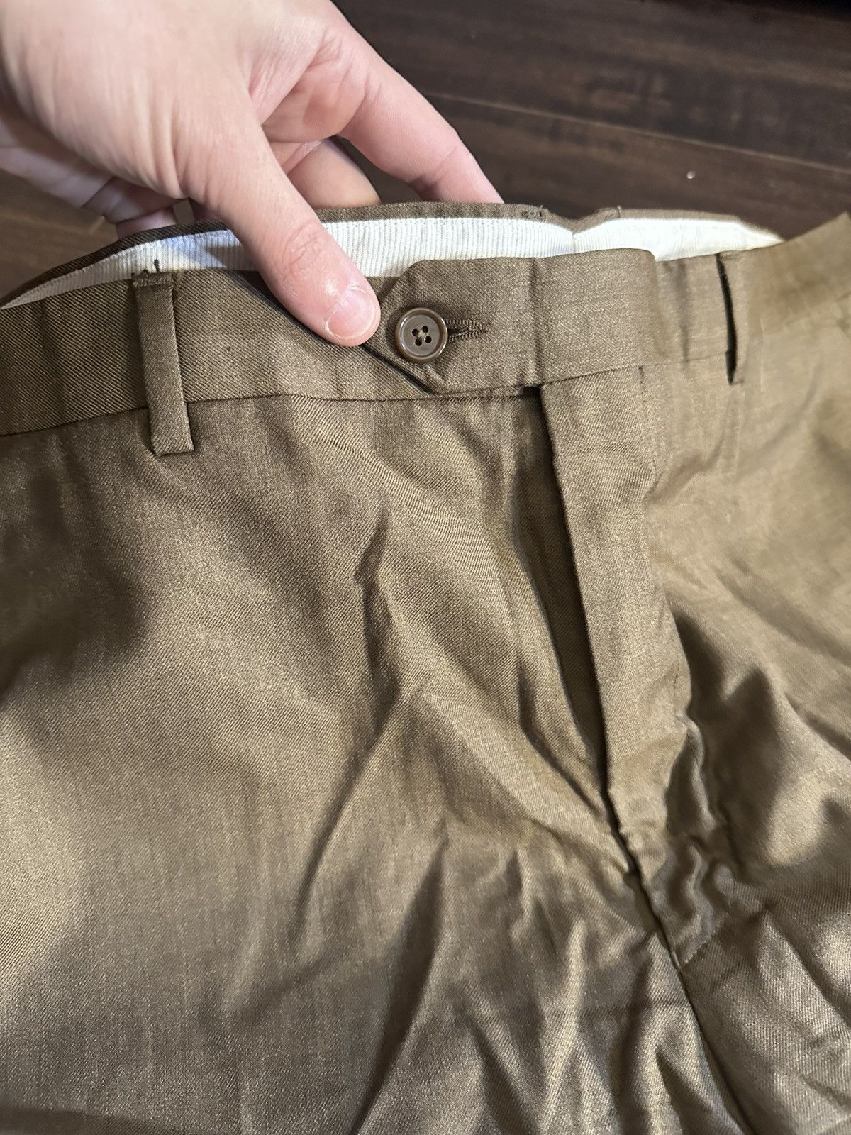 Santorelli Luxury Serge tobacco brown virgin wool pleated trousers Size 42S - 4 Thumbnail