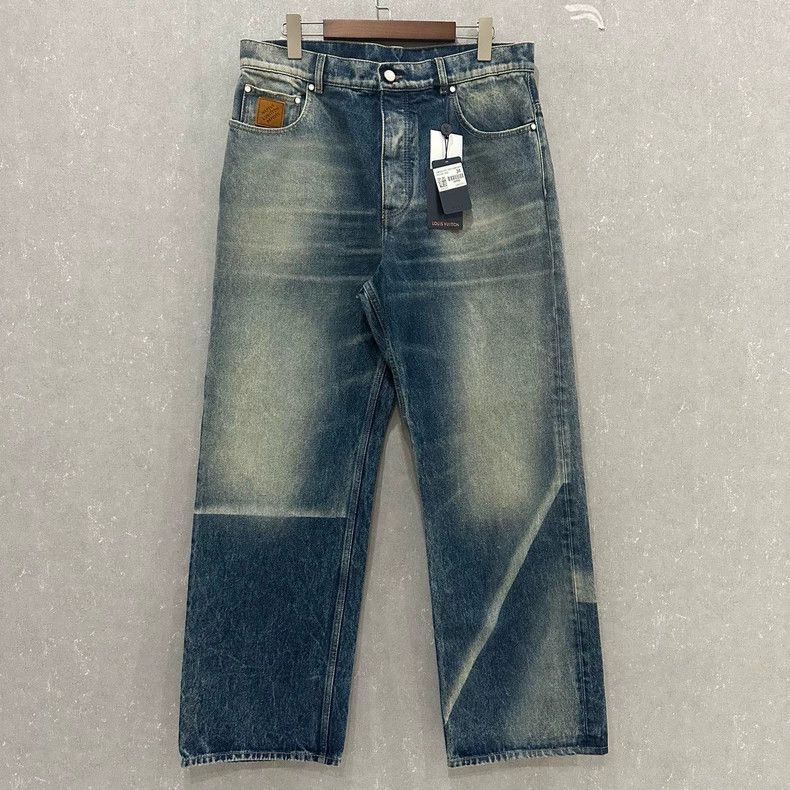 Louis Vuitton Washed studded long jeans