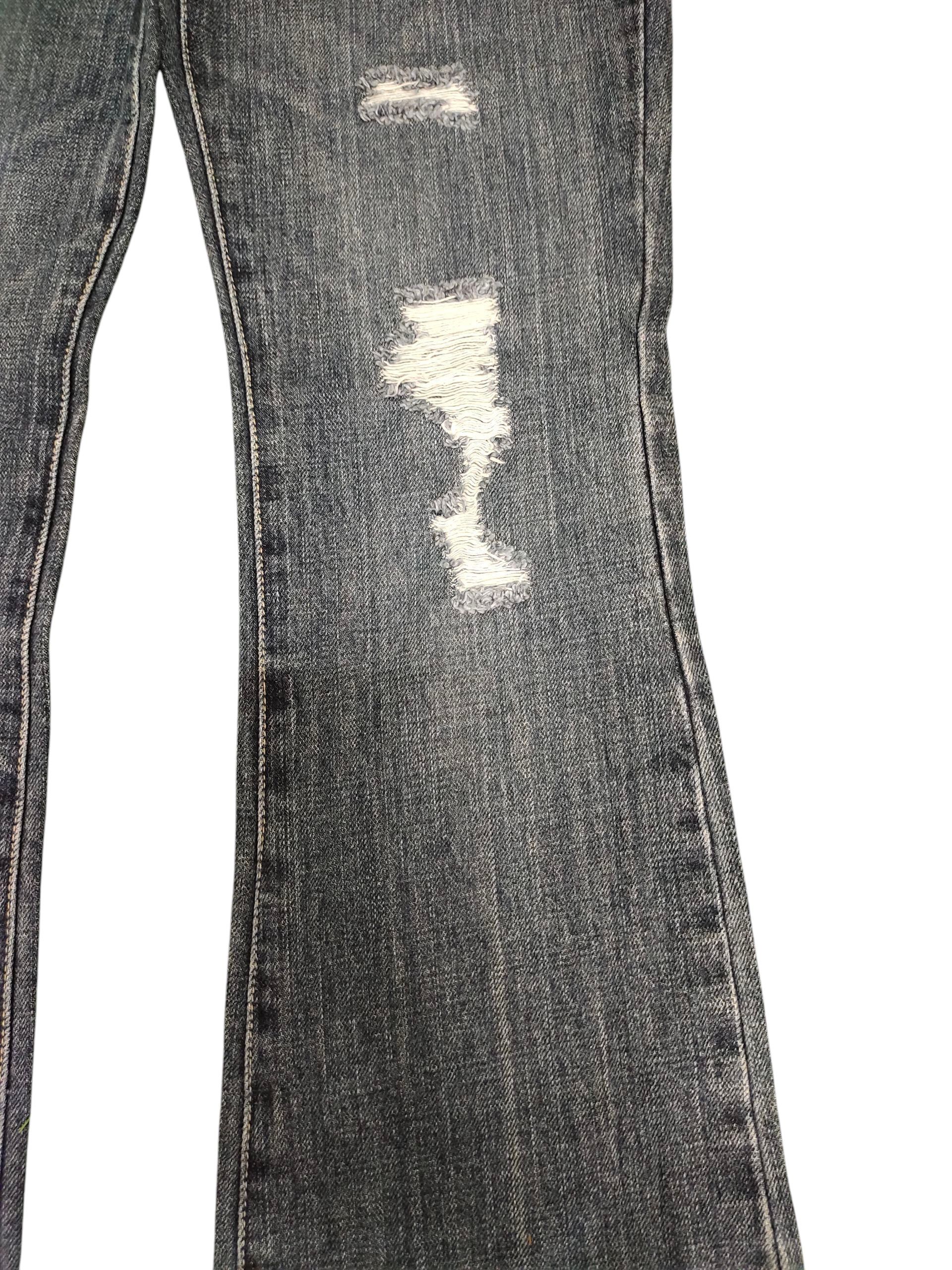 If Six Was Nine Flare Jeans Dejavu Distress Denim Bootcut Low Rise Size US 28 / EU 44 - 3 Thumbnail