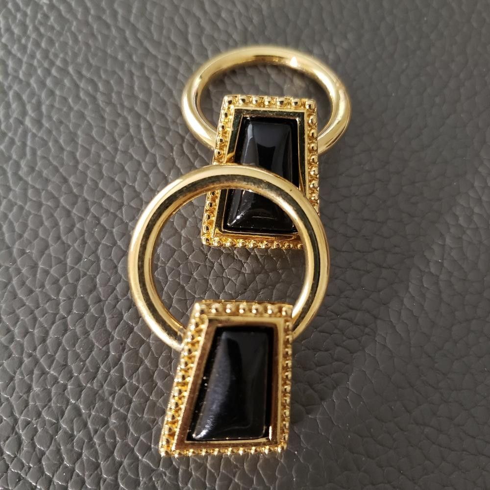 Monet Monet Vintage Gold & Black Door Knocker Clip Earrings Size ONE SIZE - 1 Thumbnail