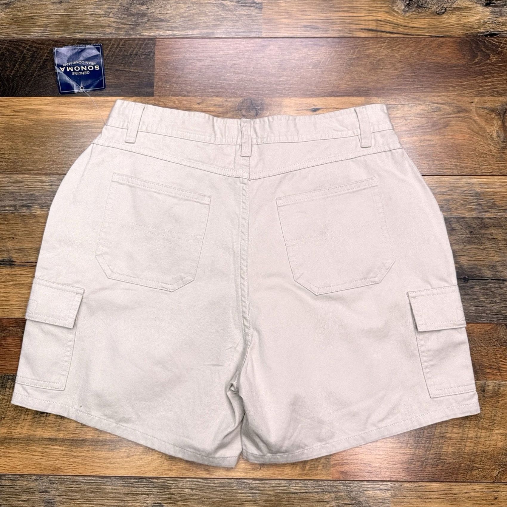 Vintage Sonoma Cargo Short Womens 8P Petite Khaki Brown High Rise Drawstring New Size 30" / US 8 / IT 44 - 2 Thumbnail