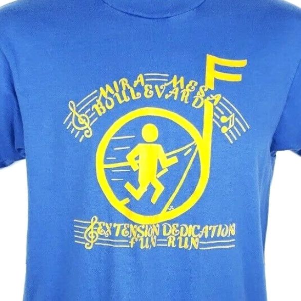 Hanes VINTAGE Hanes Mira Mesa Boulevard Fun Run T Shirt Mens Small S 80s Made In USA Blue Cotton Blend Graphic Tee Running 80s Mens Shirts Size US S / EU 44-46 / 1 - 2 Thumbnail