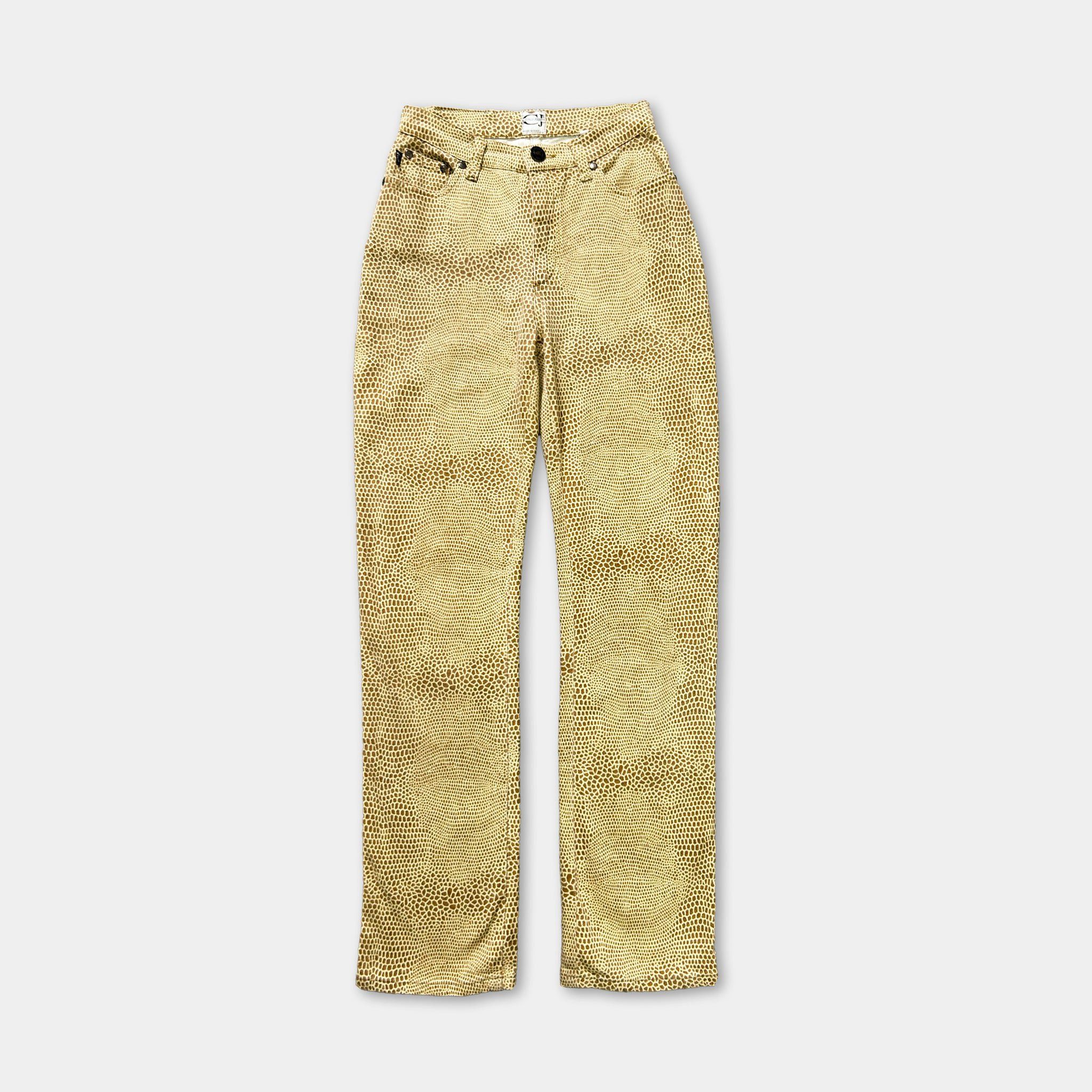 Cavalli Jeans Yellow Snakeskin Print Denim