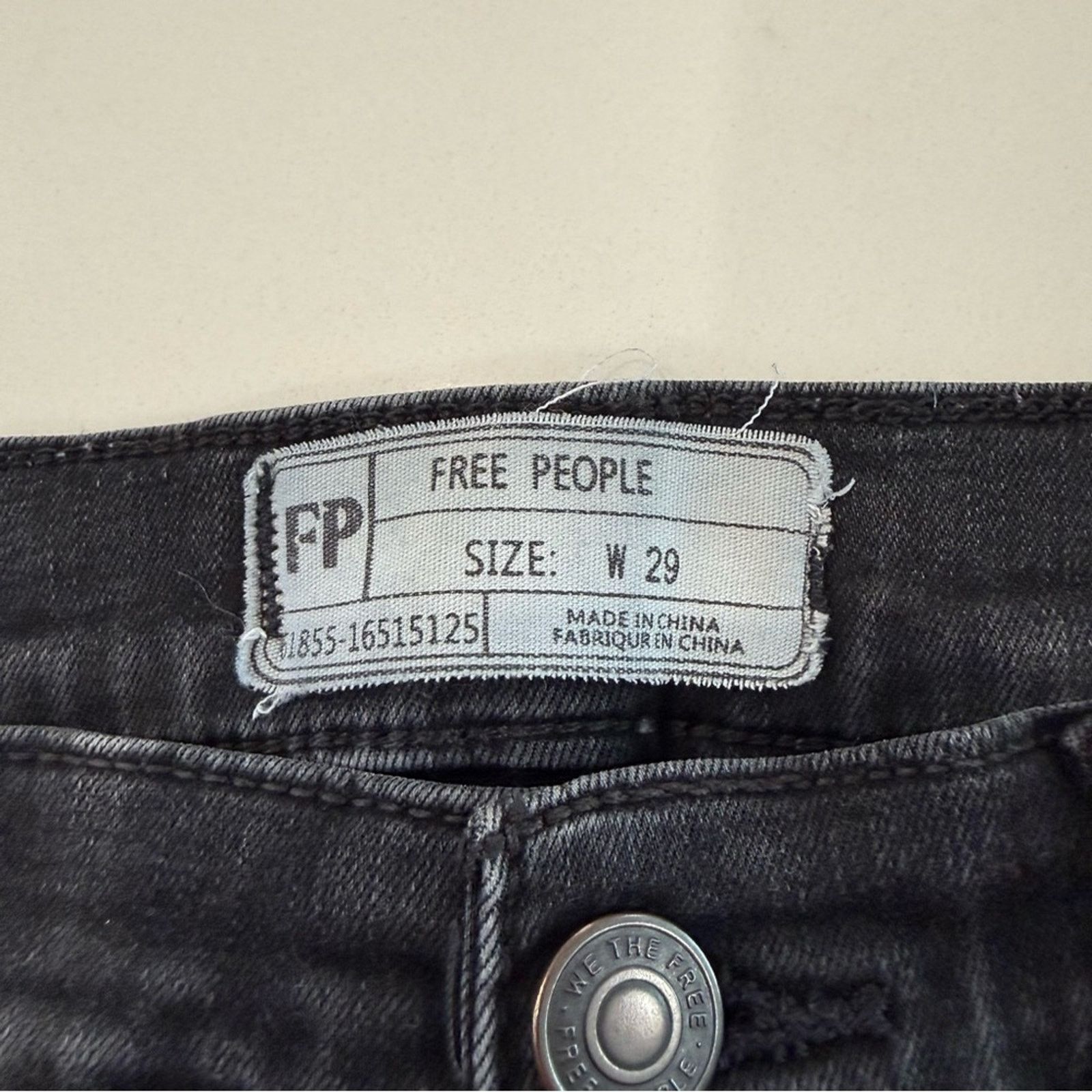 Free People Free People Distressed High Rise Black Denim Jeans Womens 29 Size 29" - 4 Thumbnail