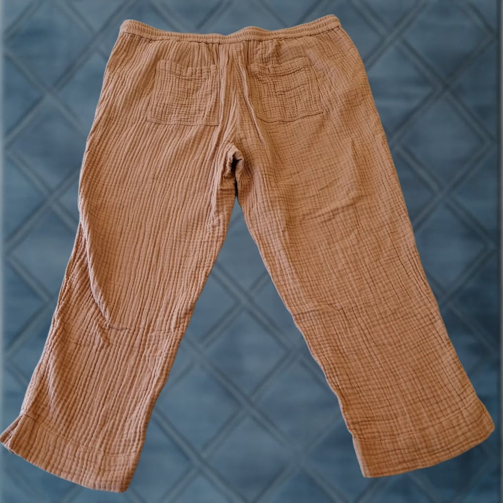 J. Jill J. Jill Ankle Pants Womens PXL Petite Brown Seersucker Drawstring Pockets 36x24 Size 40" / US 18 - 1 Thumbnail
