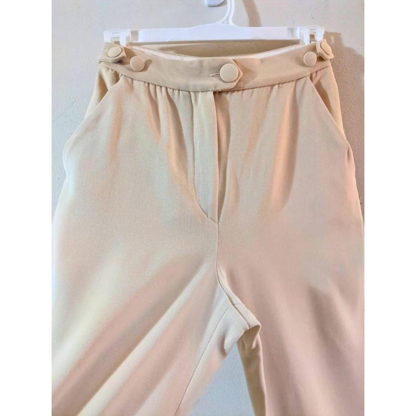 Moschino Moschino Couture Beige High-Waisted Wide-Leg Wool Pants Sz 4 Size 27" / US 4 / IT 40 - 13 Thumbnail