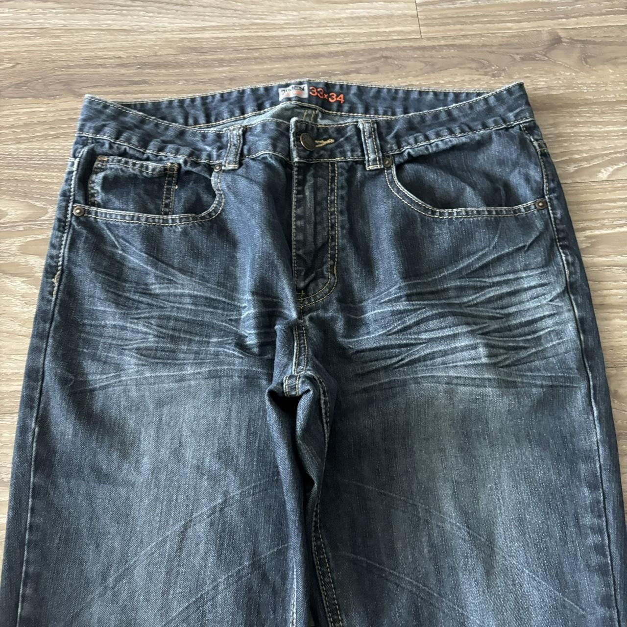 Japanese Brand Crazy Vintage Y2K/2000s Grunge Dark Wash Denim Jeans! 33x34 Size US 33 - 5 Thumbnail