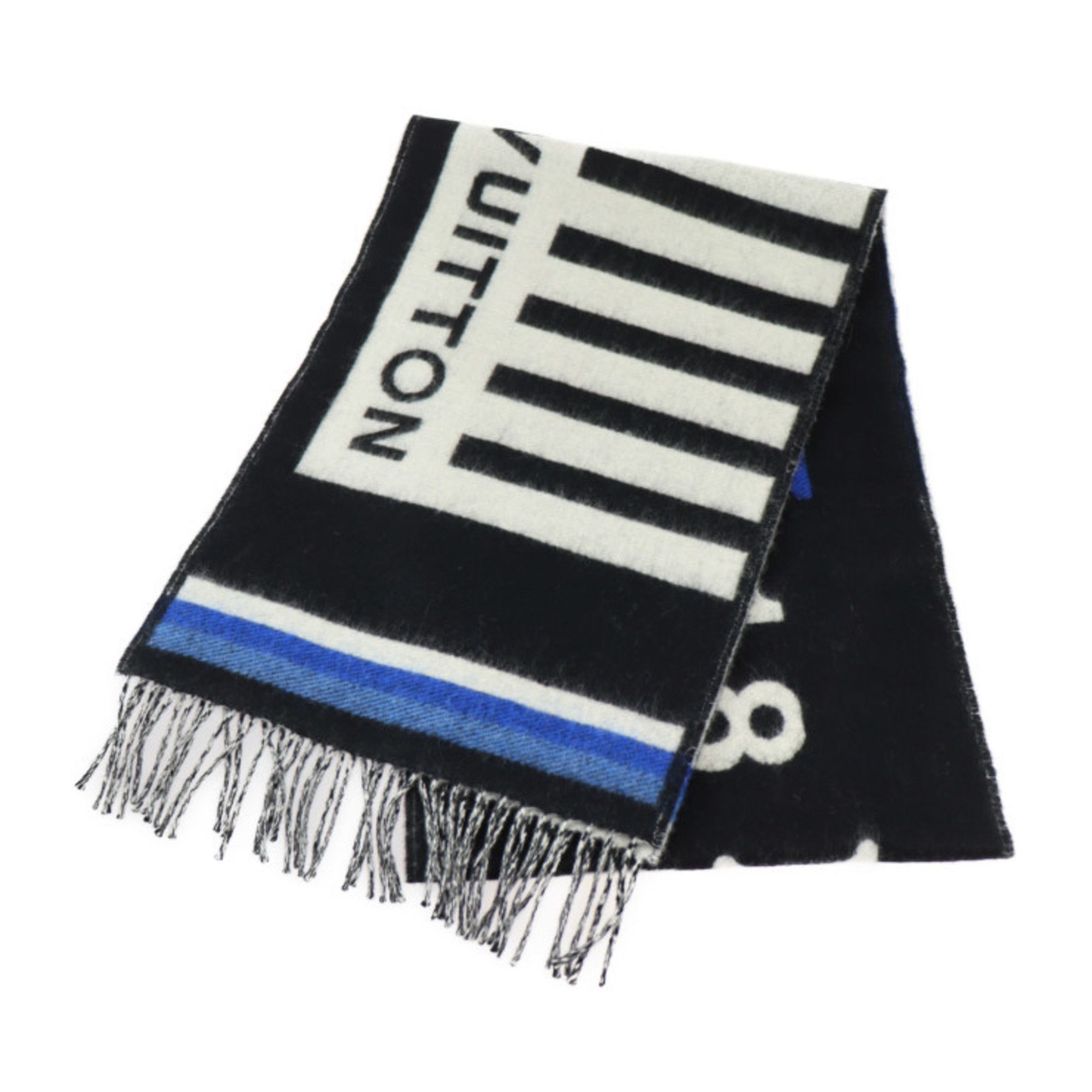 image of Louis Vuitton Echarpe Lv Forward Muffler M73439 Wool Cashmere Blue Black White Vuitton, Women's