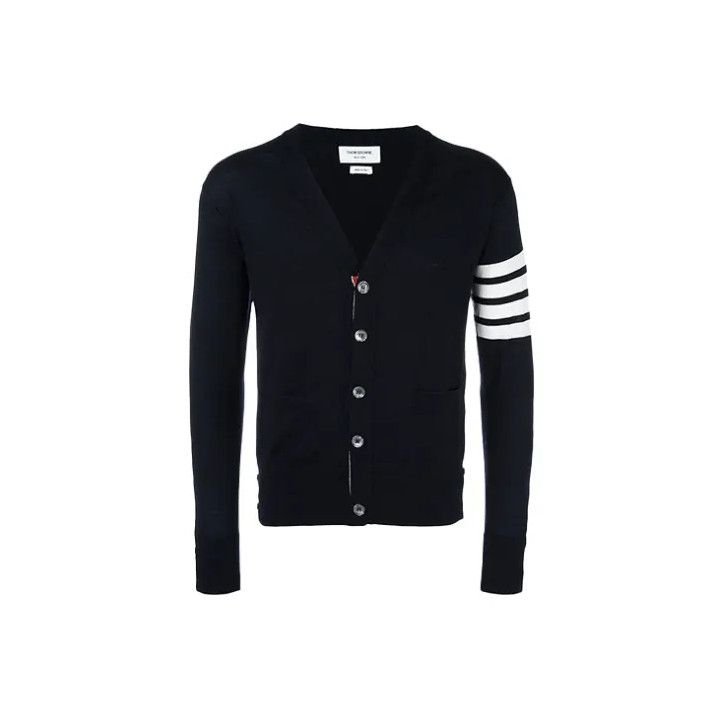 Thom Browne Thom Browne Navy Stripe Wool Cardigan Size US S / EU 44-46 / 1 - 1 Thumbnail