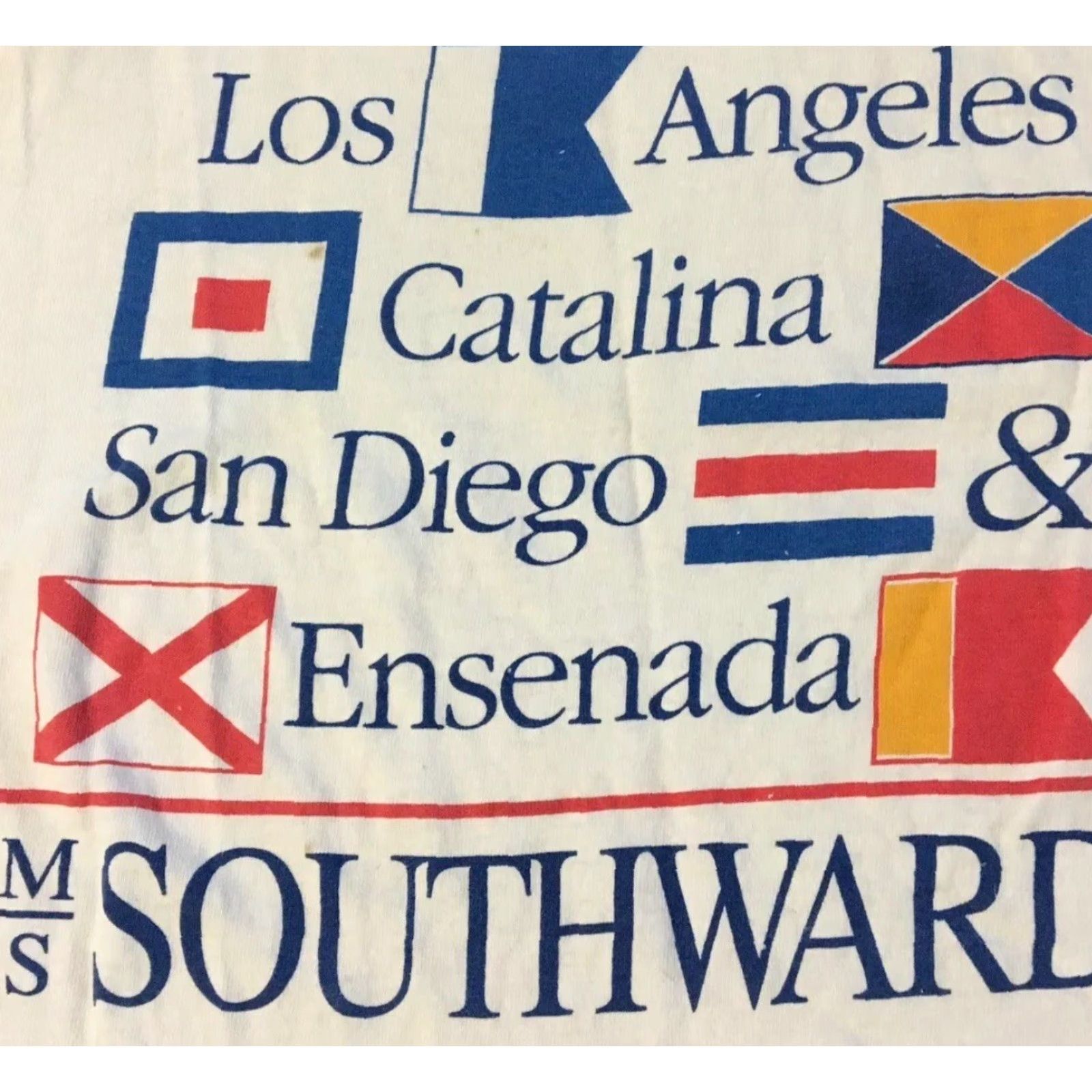 Fruit Of The Loom VINTAGE M/S Southward Tank Top L White Graphic Tee Men Sleeveless 90s Cruise Sailing Nautical Tropical USA Size US L / EU 52-54 / 3 - 2 Thumbnail