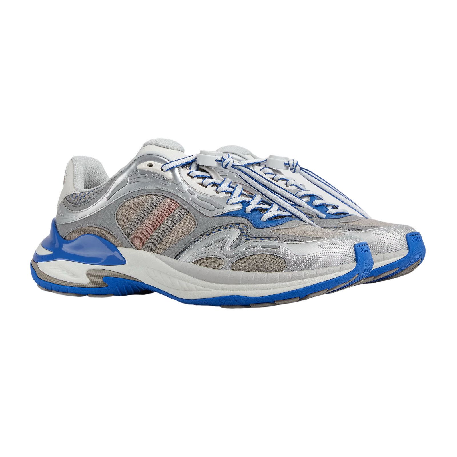 GUCCI 2.0 $1230 Men's Gray/Blue Mesh Sneakers New & Authenti