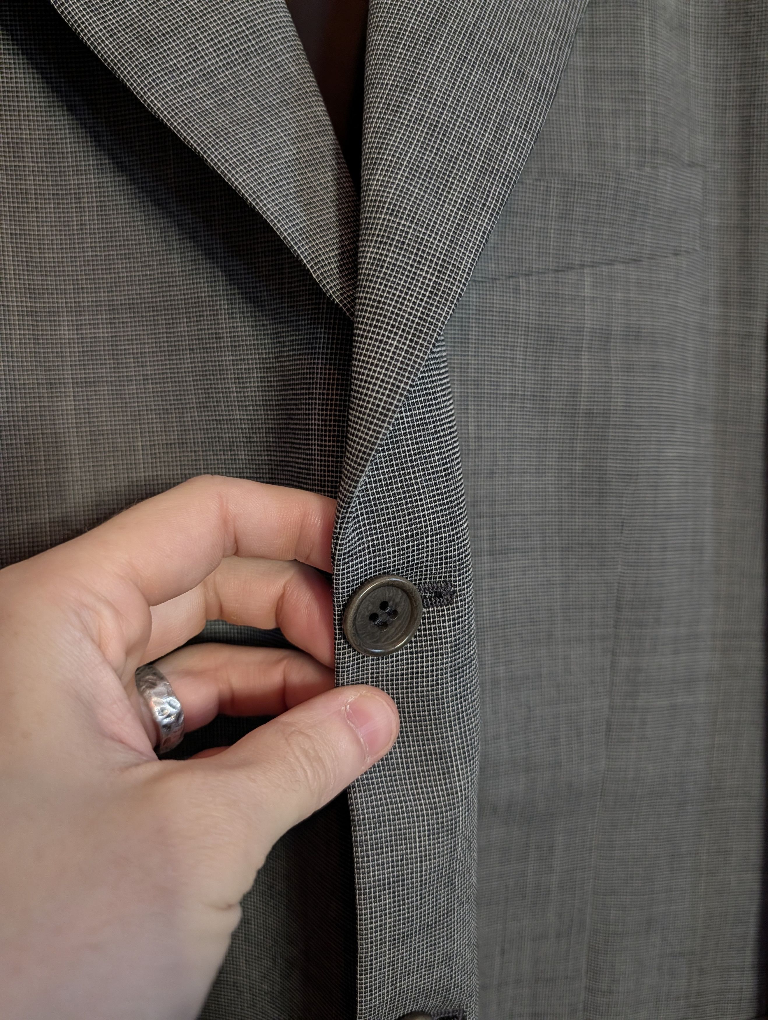 Gianfranco Ferre Hand tailored gray textured wool three button jacket Size 46L - 3 Thumbnail