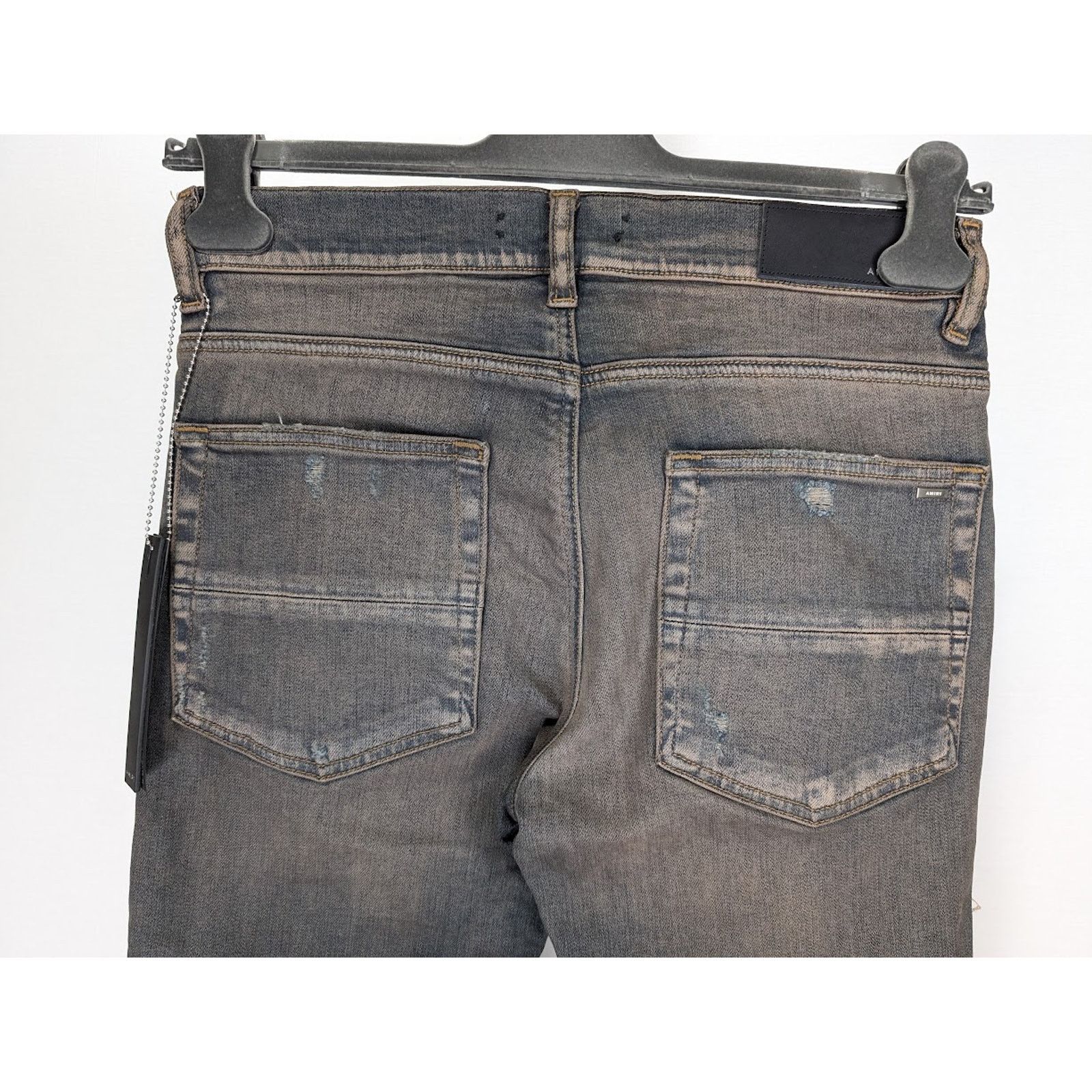 Amiri o1rshd1 Leather Thrasher Jeans in Dark Indigo Size US 32 / EU 48 - 18 Thumbnail