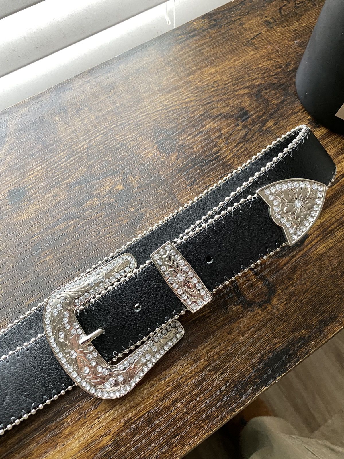Other Y2K Black Leather Western Crystal Belt Size ONE SIZE - 3 Thumbnail