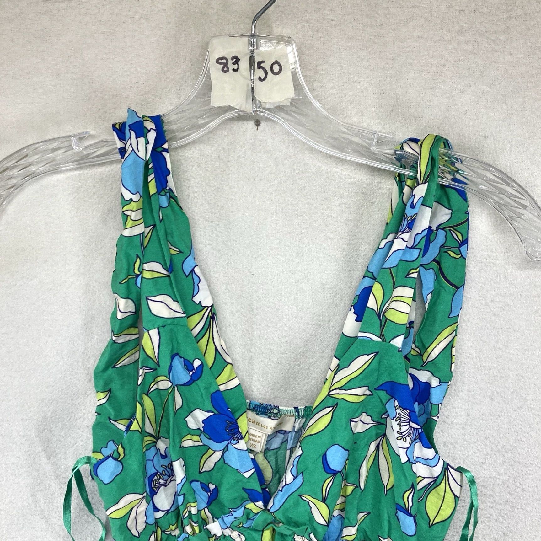 Vintage Monteau Maxi Dress Women's XS Green Floral Ruffled V-Neck Casual Spring Summer Size XS / US 0-2 / IT 36-38 - 3 Thumbnail