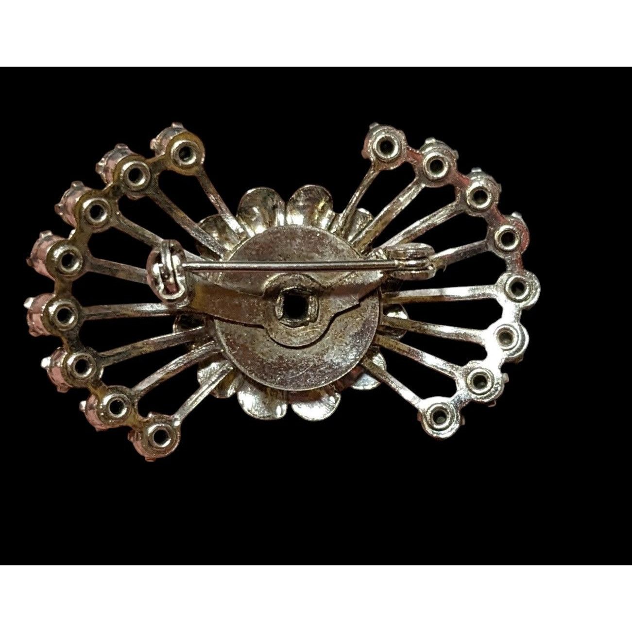 Other Vintage 50s Atomic Sunburst Silver Tone Rhinestone Brooch Size ONE SIZE - 3 Thumbnail