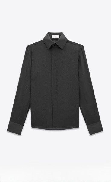 Saint Laurent Paris oc11z1225 810941 Shirt in Silk Crepe Muslin in Black Size US S / EU 44-46 / 1 - 1 Thumbnail