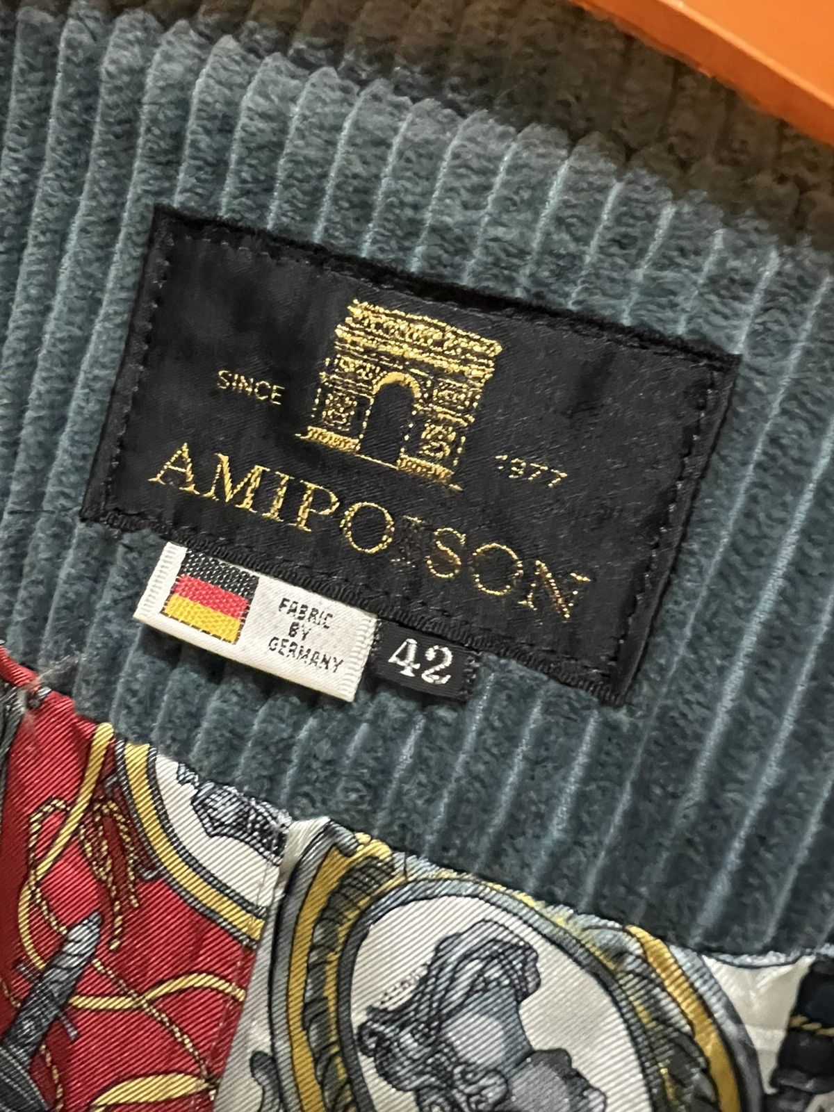 Designer × Vintage Vintage Ami Poison Corduroy Coat Lining Silk Size US L / EU 52-54 / 3 - 7 Thumbnail