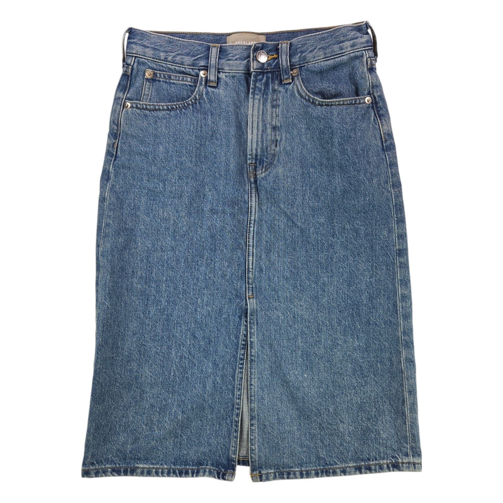 Everlane Everlane | The Mid-Way Midi Denim Skirt | Size 24 Size 24" / US 00 / IT 34 - 3 Thumbnail