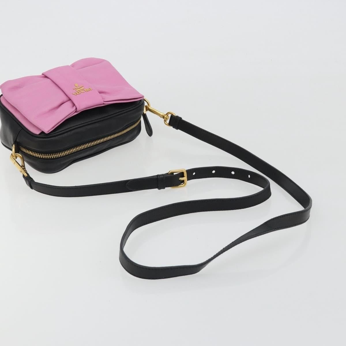 Prada Prada Leather Ribbon Shoulder Bag Black Size ONE SIZE - 11 Thumbnail
