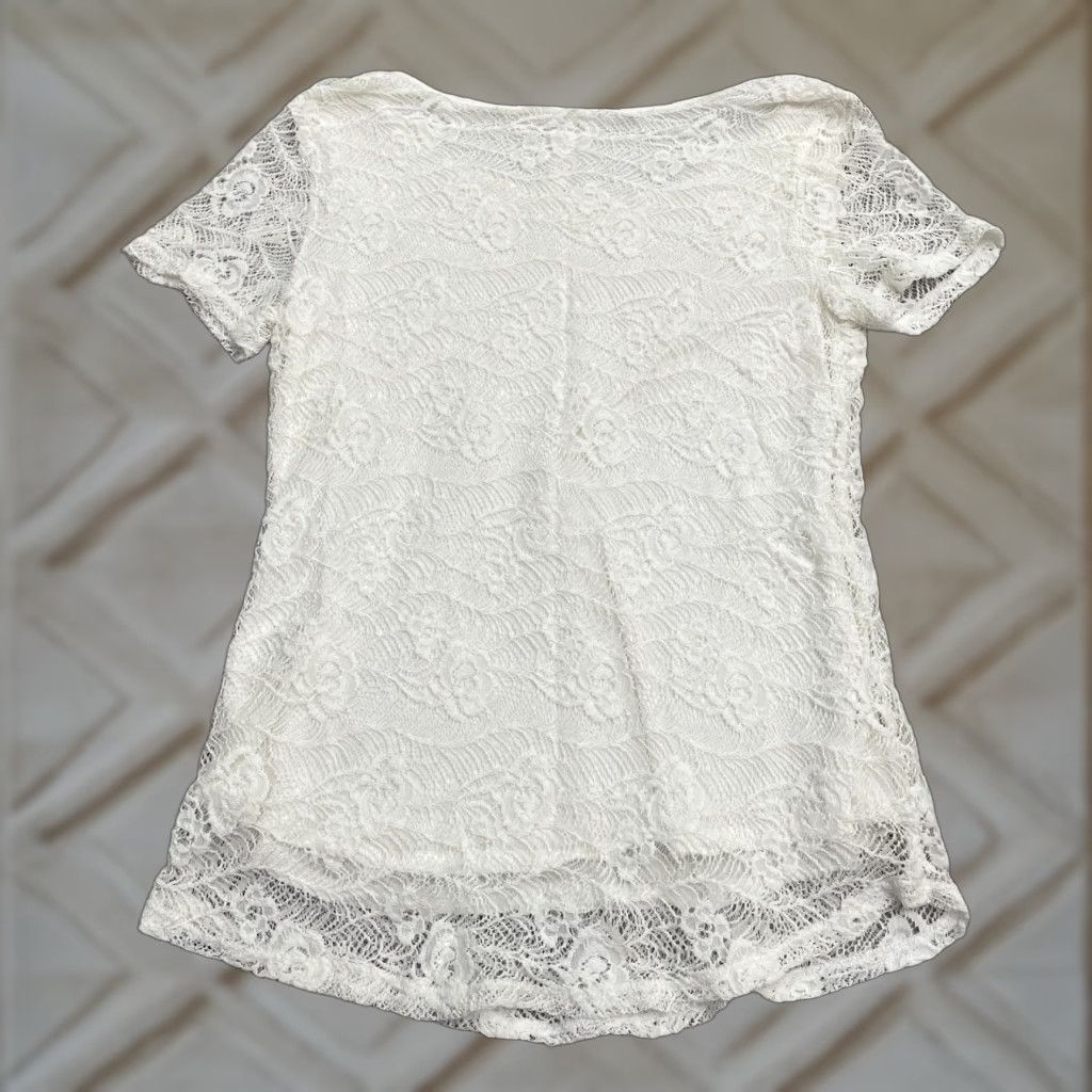 Vintage Leo & Nicole Lace Blouse Womens S White Short Sleeve Casual Top Size S / US 4 / IT 40 - 1 Thumbnail