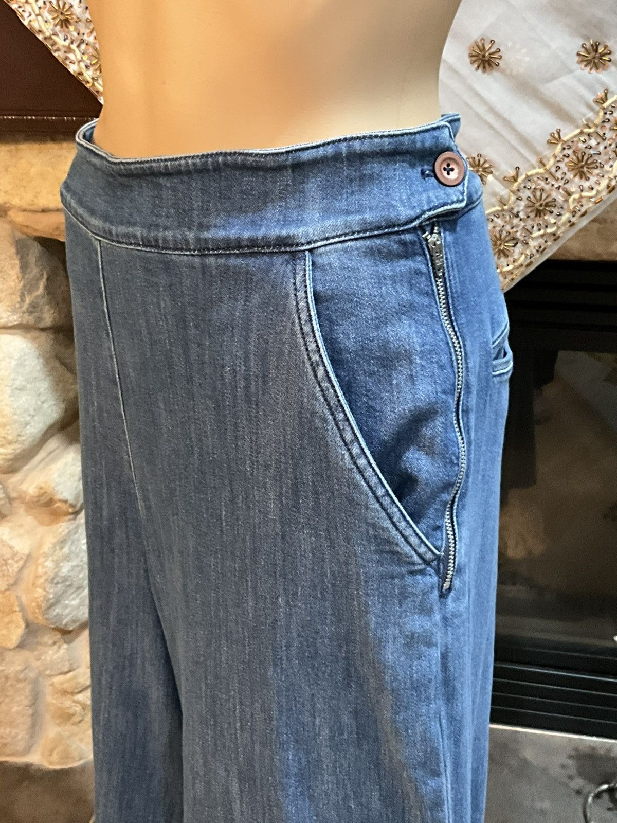 Anthropologie Anthropologie Pilcro And The Letterpress Wide-Leg Blue Jeans Size 32" / US 10 / IT 46 - 2 Thumbnail