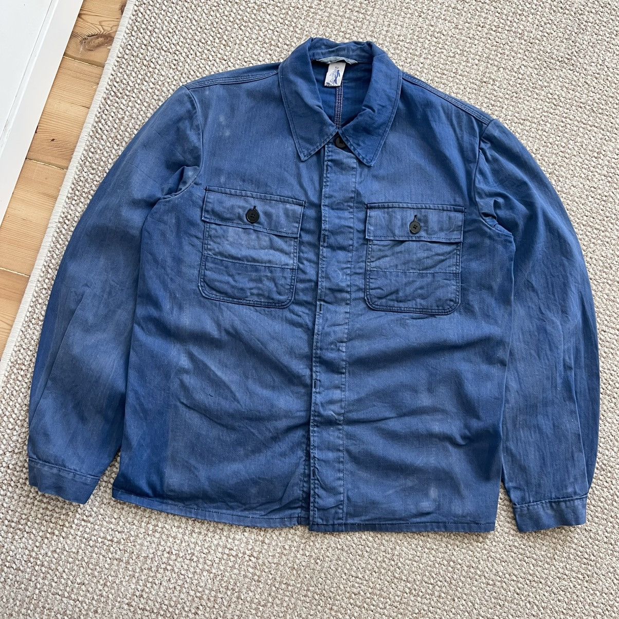 Le Laboureur German sun faded herringbone HBT work jacket Size US L / EU 52-54 / 3 - 1 Thumbnail