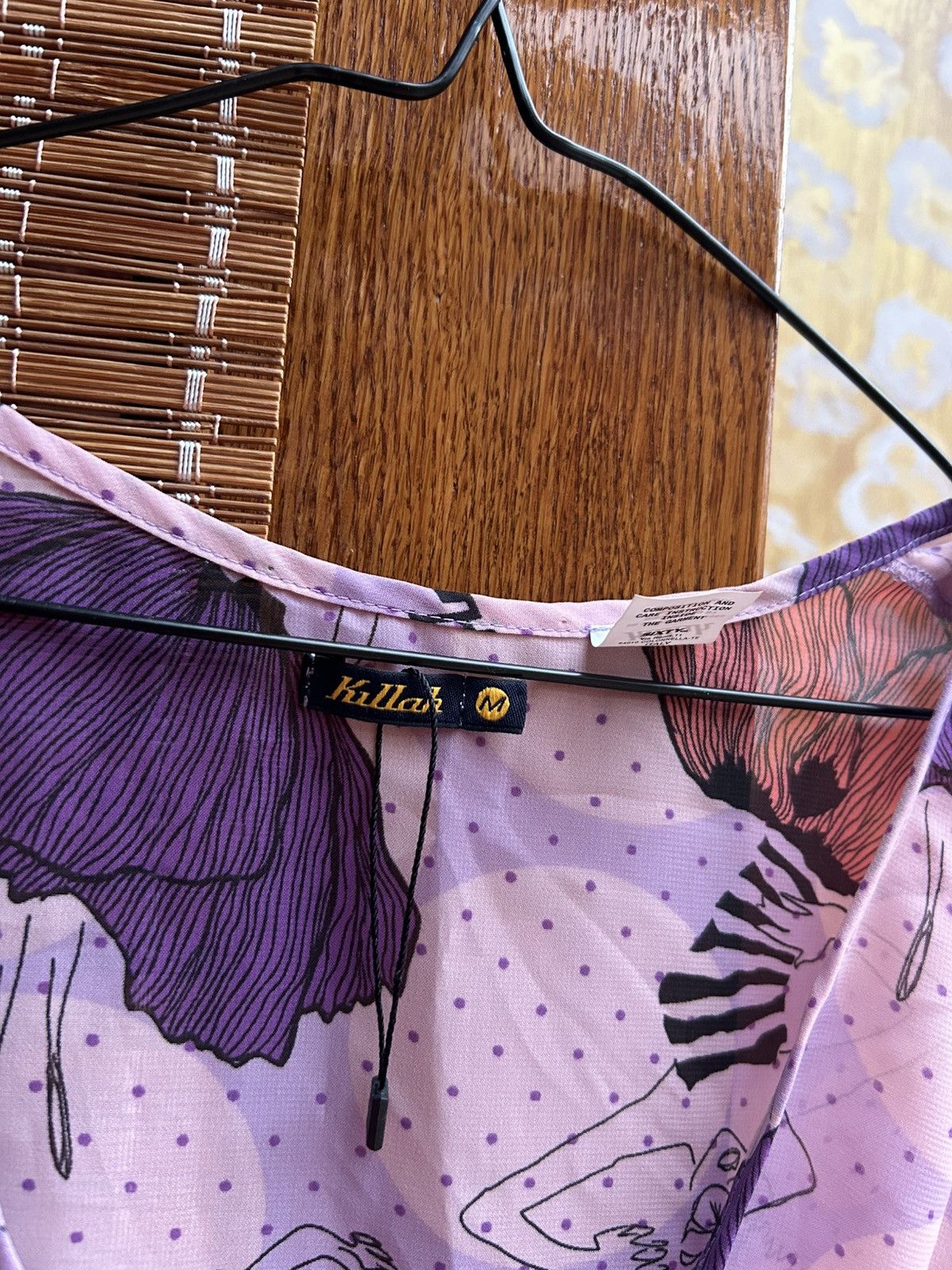 Miss Sixty × Vintage Killah by Miss Sixty Y2k Babydoll Printed Tie Up Sheer Top Size M / US 6-8 / IT 42-44 - 5 Thumbnail