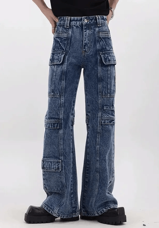 image of Utility Grunge Multi Pocket Cargo Jeans in Blue, Men's (Size 29)