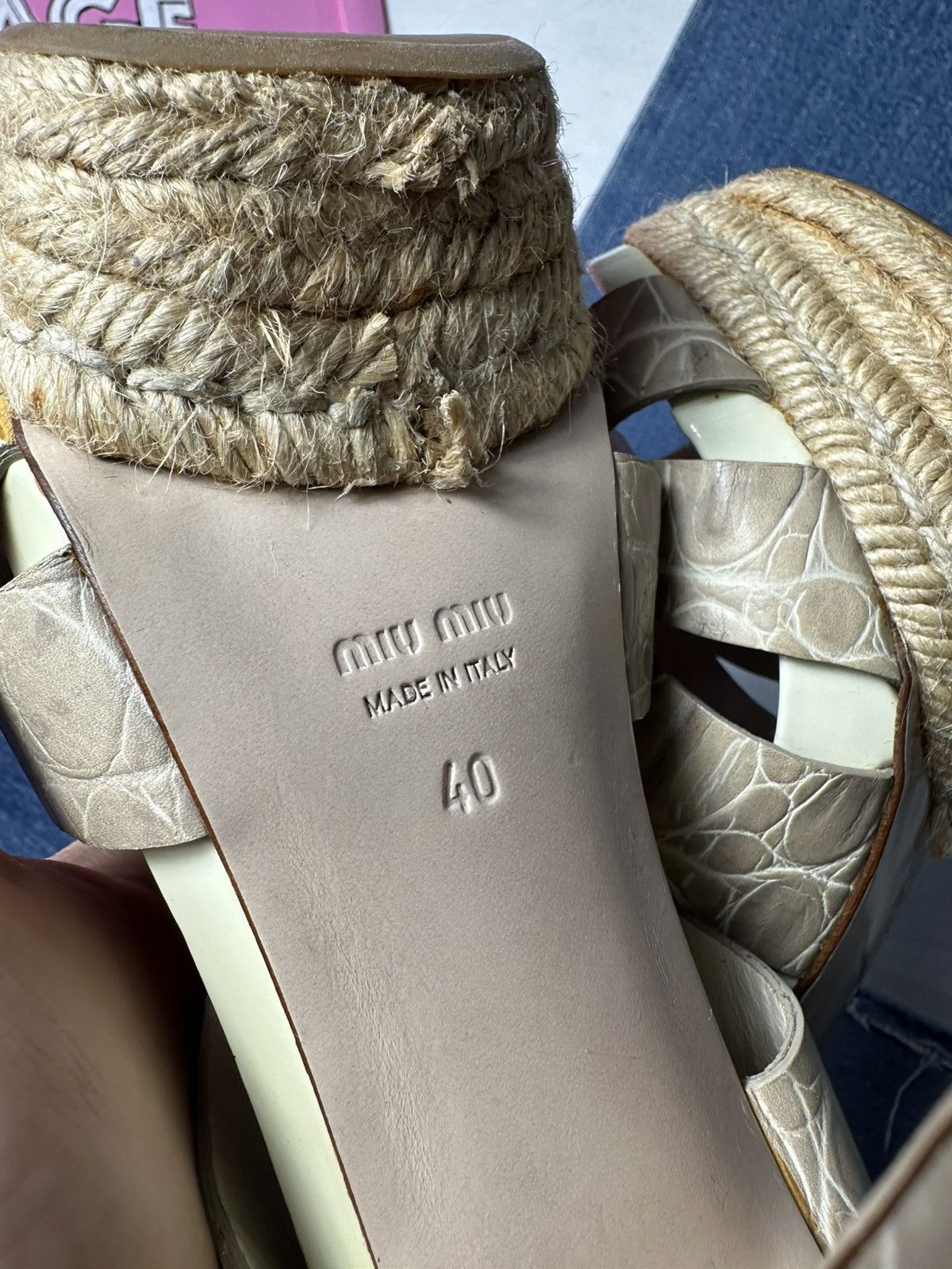 Miu Miu Miu Miu Sandals Open Toe Heels Strappy Platform Beige Size US 8 / IT 38 - 15 Thumbnail