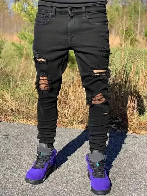 Jean Skinny stacked distressed slim jeans Size US 34 / EU 50 - 1 Thumbnail