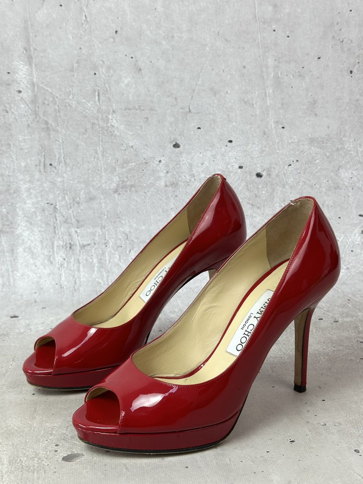Jimmy Choo Jimmy Choo Made in Italy Patent Leather Red Heels With Box Size US 6 / IT 36 - 1 Thumbnail