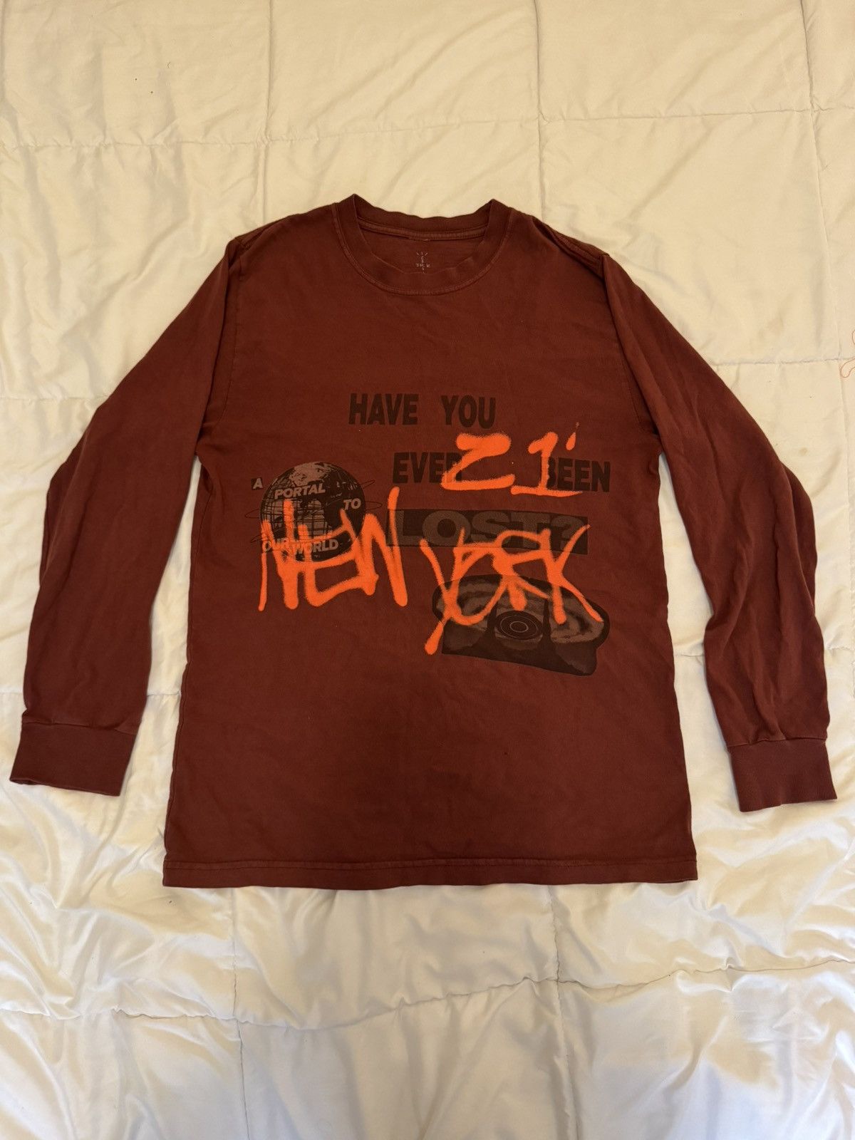 Travis Scott TRAVIS SCOTT ROLLING LOUD 2021 Burgundy Long Sleeve. Size US S / EU 44-46 / 1 - 1 Thumbnail