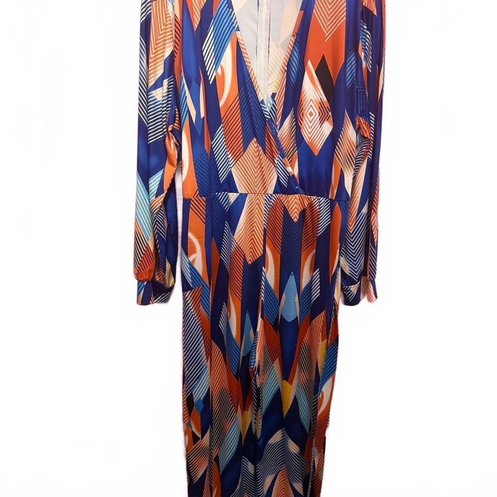 Designer Geometric Print Long Sleeve Jumpsuit Size ONE SIZE - 2 Thumbnail